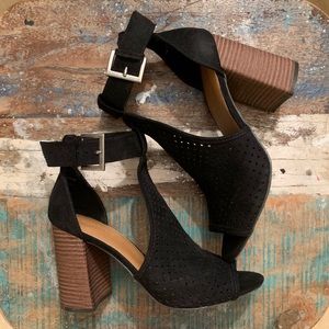 Black MicroSuede heels